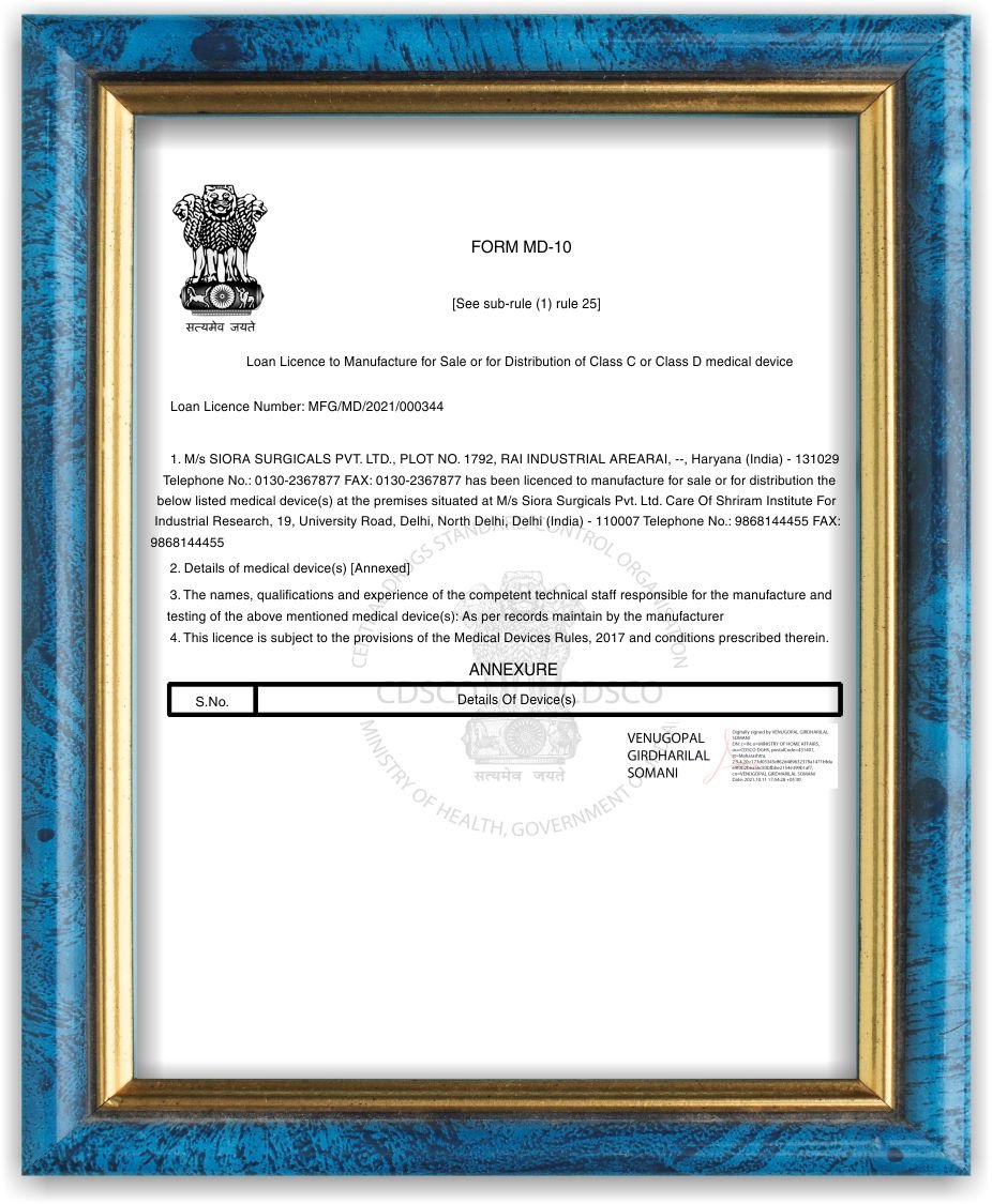Loan Licence for Sterilization MD 10 - (Indian FDA)