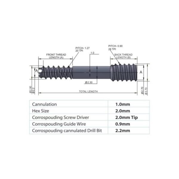 SCRUCAN Cannulated Compression Screw 2.7mm/3.5mm – Titanium